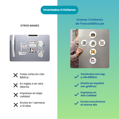 Pack de 6 imantados de 6 cm con versículos cristianos de la Biblia