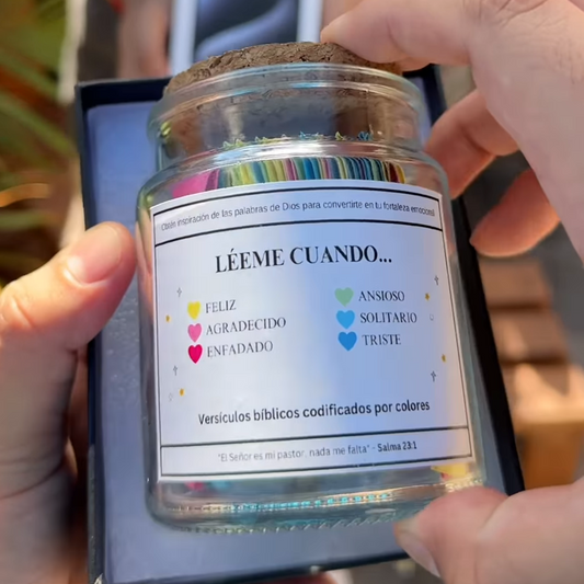 Frasco bíblico ™ hecho a mano con 60 versículos de la Biblia para cada emoción